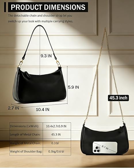 Clutch Tote Handbags with 2 Removable Straps and Zipper Closure Crossbody Bags Shoulder Purse Handbag for Women